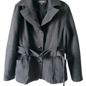 KENNETH COLE REACTION | Belted Gray Cotton Blend Breathable Peacoat Size L